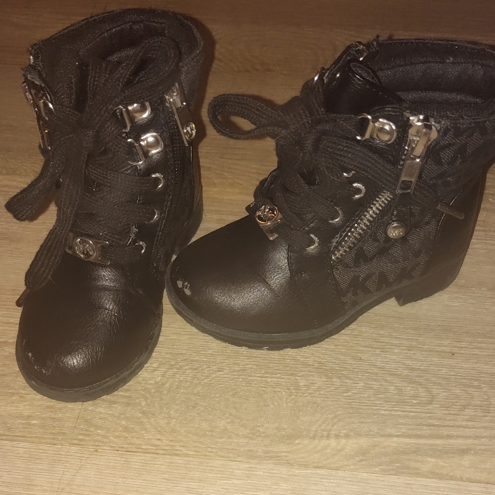 Michael Kors Black Kids Boots with Silver Accents